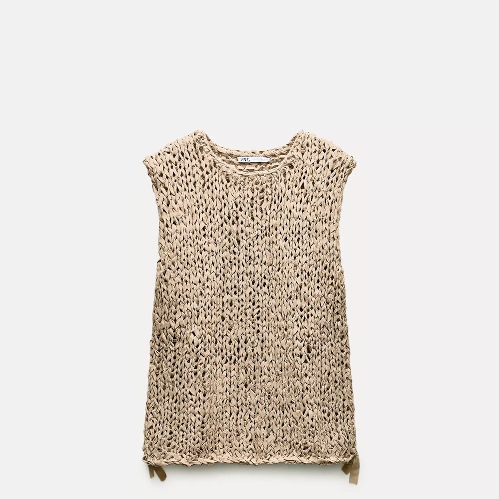 Zara Tan Knit Sleeveless Top